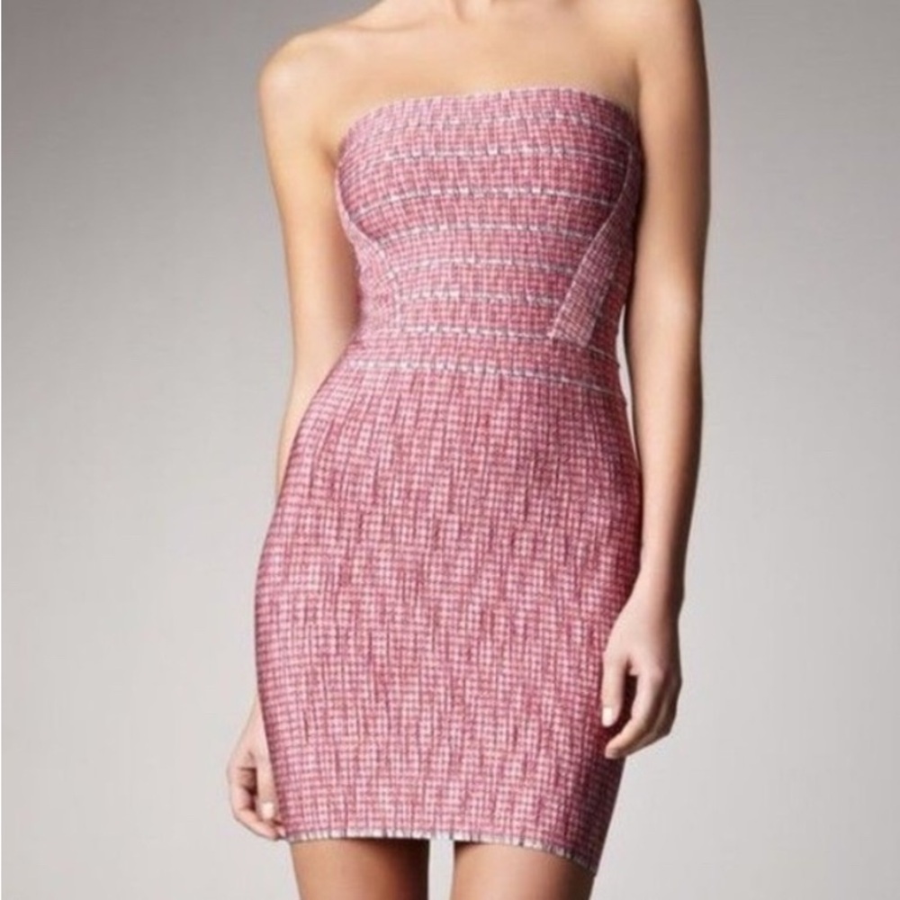 Herve Leger Pink Strapless Dress